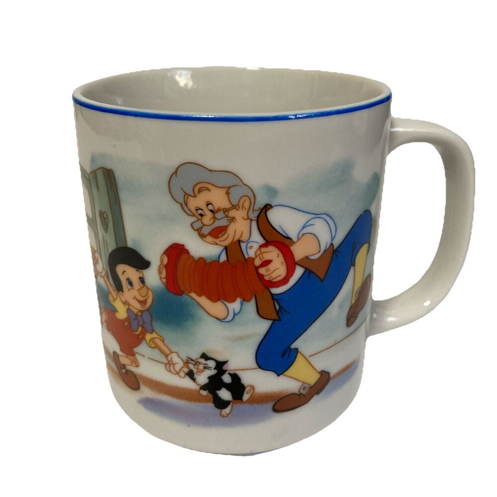 Pinocchio Geppetto Jiminey Cricket Disneyland Walt Disney World Mug Japan 10 oz